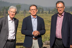 Federal Reserve Chairman Jerome Powell, left, Governor of the Bank of Canada Tiff Macklem, center, and Governor of the Bank of England Andrew Bailey pose for a photo at the Jackson Hole Economic Symposium, Jackson Lake Lodge, Grand Teton National Park, Wyo., Aug. 23, 2024.