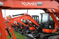 Kubota excavators at a dealership in Butler, Pa., July 11, 2024.
