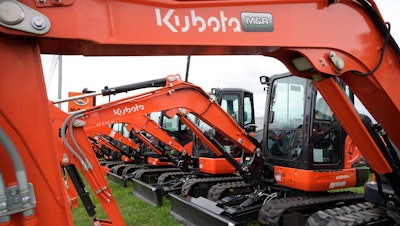 Kubota excavators at a dealership in Butler, Pa., July 11, 2024.
