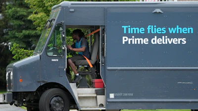 An Amazon truck makes deliveries in Wheeling, Ill., May 16, 2024.