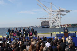 President Joe Biden speaks at the Dundalk Marine Terminal in Baltimore, Oct. 29, 2024.