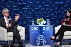 Federal Reserve Chair Jerome Powell, left, speaks to the Dallas Regional Chamber, Music Hall at Fair Park, Dallas, Nov. 14, 2024.