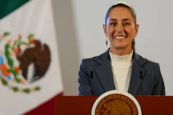 Mexican President Claudia Sheinbaum gives a media briefing from the National Palace in Mexico City, Oct. 2, 2024.