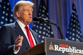 President-elect Donald Trump at a meeting of the House GOP conference, Washington, Nov. 13, 2024.