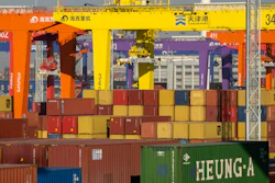 Shipping containers stacked at a port, Tianjin, China, Jan. 16, 2023.