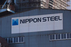 Logo of Nippon Steel on the exterior of Blast Furnace No. 1 at the company's Kashima Plant in Kashima, Japan on Friday, Dec. 6, 2024.