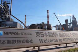 'Welcome to Nippon Steel' sign in front of Blast Furnace No. 1 at Nippon Steel's Kashima Plant in Kashima, Japan on Friday, Dec. 6, 2024.