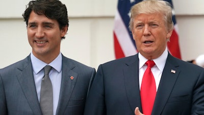 President Donald Trump and Canadian Prime Minister Justin Trudeau at the White House, Oct. 11, 2017.