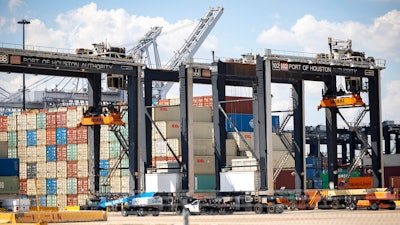 The Barbours Cut Container Terminal in Houston during the first day of a dockworkers strike, Oct. 1, 2024.