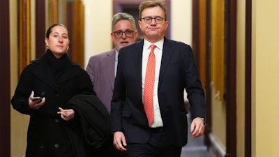 Canadian Minister of Energy and Natural Resources Jonathan Wilkinson arrives for a Liberal caucus meeting in Ottawa, Jan. 8, 2025.