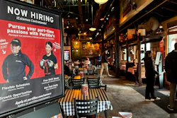 Hiring sign at a restaurant in Skokie, Ill., Jan. 8, 2025.