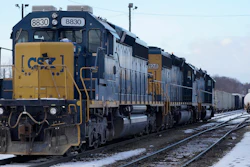 CSX locomotives rest together on tracks at CSX North Framingham Yard, Tuesday, Jan. 24, 2023, in Framingham, Mass.