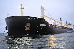 The cargo ship Vezhen is anchored outside Karlskrona, Sweden, Monday, Jan. 27, 2025, for examination by Swedish authorities.