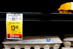 An empty shelf of free range eggs is seen at a Safeway, Monday, Jan. 27, 2025, in Seattle.