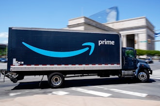 An Amazon truck in Philadelphia, April 30, 2021.