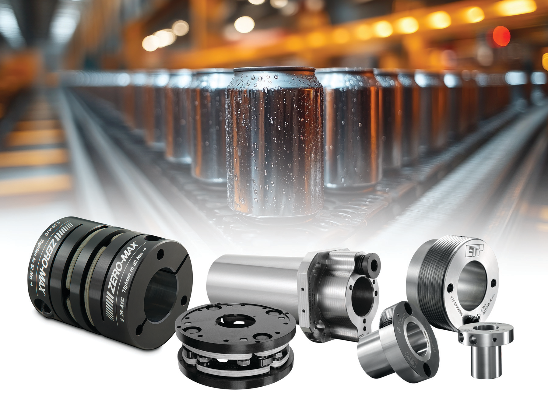 Zero-Max ETP Bushings And CD Couplings For Can and Bottle Manufacturing.
