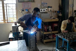 A worker welds a steel chassis at a factory in a suburb of Bengaluru, India, Thursday, Feb. 27, 2025.