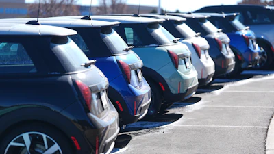 Unsold 2025 Cooper hardtops and Countryman utility vehicles at a Mini dealership, Feb. 9, 2025, Highlands Ranch, Colo.