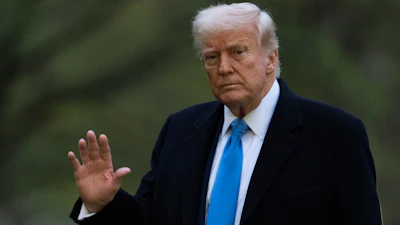 President Trump arrives at the White House on Marine One, April 6, 2025, Washington.