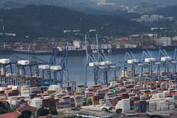 Cargo containers at the Panama Canal's Balboa port, Panama City, Jan. 31, 2025.