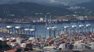 Cargo containers at the Panama Canal's Balboa port, Panama City, Jan. 31, 2025.