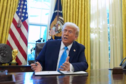 President Donald Trump speaks to reporters in the White House, Feb. 4, 2025.