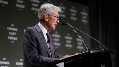 Chair of the Board of Governors of the Federal Reserve System Jerome Powell at an event hosted by the Economic Club of Chicago, April 16, 2025.