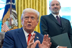 President Donald Trump in the Oval Office with Commerce Secretary Howard Lutnick, April 17, 2025.