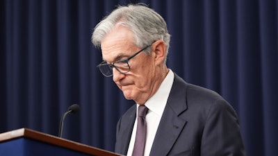 Federal Reserve Chairman Jerome Powell during a news conference in Washington, May 7, 2025.
