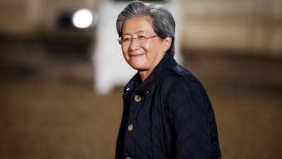 Lisa Su, CEO of Advanced Micro Devices, arrives for a dinner at the Elysee Palace, Paris, Feb. 10, 2025.