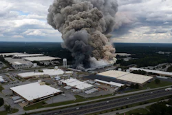 Smoke billows from a fire at the BioLab facility in Conyers, Ga., Sunday, Sept. 29, 2024.