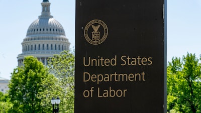 The entrance to the Labor Department near the Capitol in Washington, May 7, 2020.