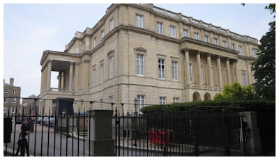 The Lancaster House, where the trade talks between the U.S. and China are taking place, London, June 9, 2025.