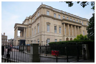 The Lancaster House, where the trade talks between the U.S. and China are taking place, London, June 9, 2025.