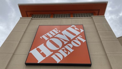 A Home Depot sign on its facade, May 14, 2021, North Miami, Fla.