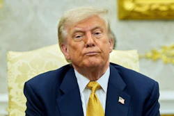 President Donald Trump during a meeting with Bahrain's Crown Prince Salman bin Hamad Al Khalifa in the Oval Office, July 16, 2025.