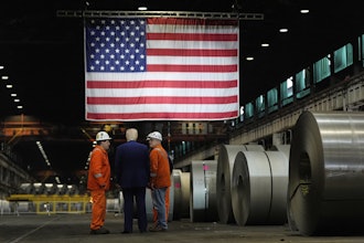 President Donald Trump talks to workers as he tours U.S. Steel Corporation's Mon Valley Works-Irvin plant, Friday, May 30, 2025, in West Mifflin, Pa.