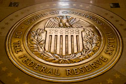 In a Feb. 5, 2018, file photo, the seal of the Board of Governors of the United States Federal Reserve System at the Marriner S. Eccles Federal Reserve Board Building, Washington.