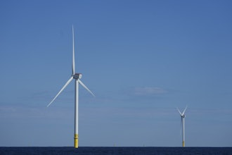 Offshore wind turbines of South Fork Wind operate off the coast of Block Island, R.I., Oct. 9, 2024.