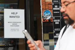 A help wanted sign displayed at a blues club in Chicago, July 24, 2025.