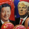 Russian Matryoshka dolls depicting China's President Xi Jinping and President Trump at a souvenir shop in St. Petersburg, Nov. 21, 2024.