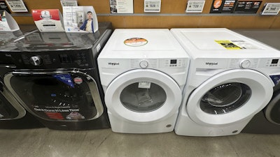Washers and dryers displayed at a retail store in Vernon Hills, Ill., Aug. 7, 2025.