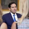 Secretary of State Marco Rubio arrives before a trilateral signing with Azerbaijan's President Ilham Aliyev and Armenia's Prime Minister Nikol Pashinyan in the State Dining Room of the White House, Friday, Aug. 8, 2025, in Washington.