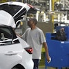 A Ford vehicle is shown on the assembly line at the Ford Louisville Assembly Plant, Monday, Aug. 11, 2025, in Louisville, Ky.