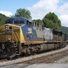 A CSX freight pulls through Ohiopyle, Pa., Aug. 19, 2025.