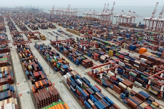 Shipping containers at the Guangzhou Port in southern China's Guangdong province, April 17, 2025.