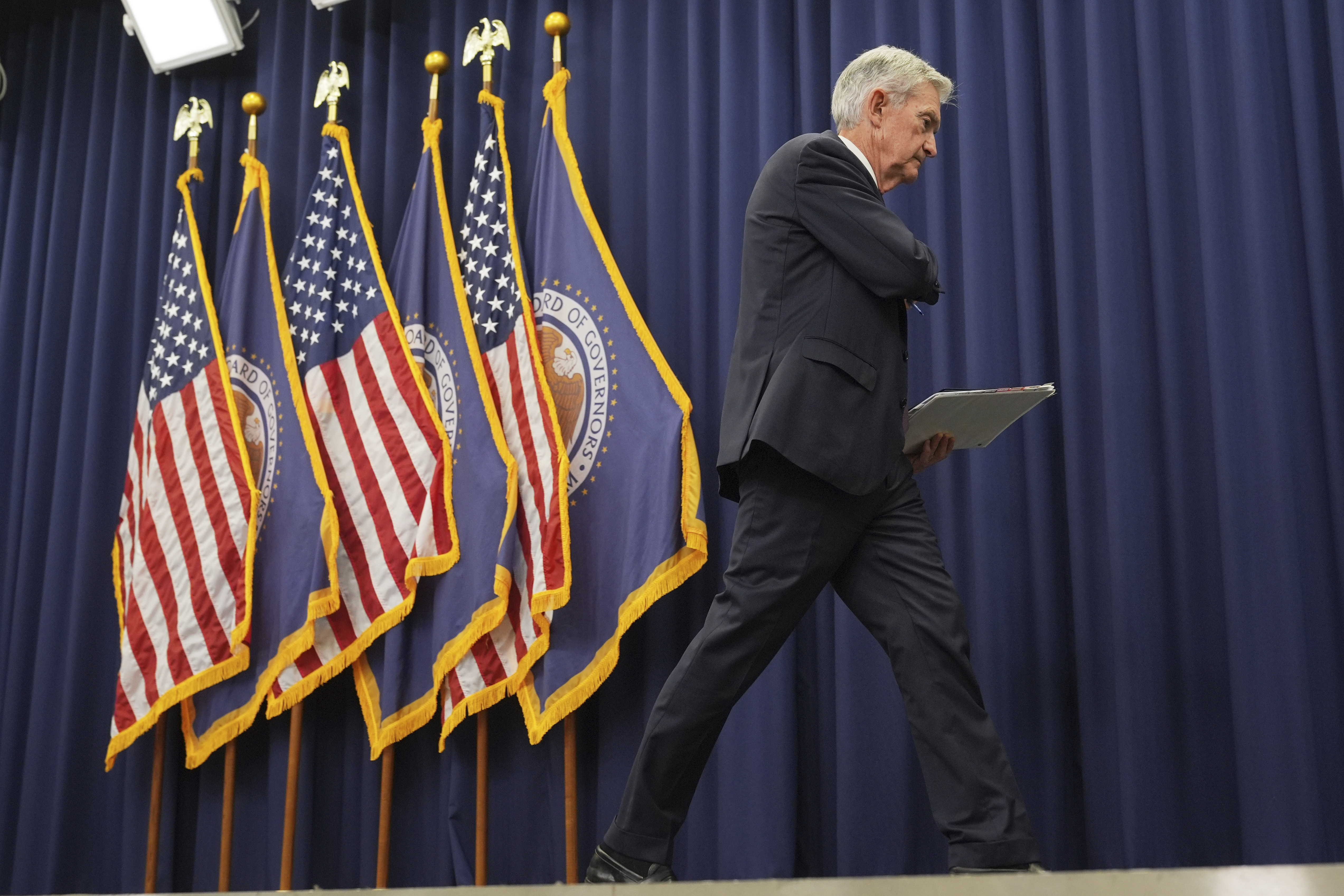 Federal Reserve Chairman Jerome Powell after a news conference in Washington, Sept. 17, 2025.