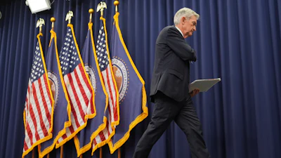 Federal Reserve Chairman Jerome Powell after a news conference in Washington, Sept. 17, 2025.