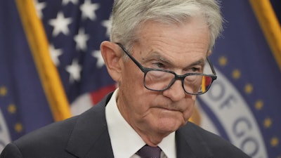 Federal Reserve Chairman Jerome Powell during a news conference in Washington, Sept. 17, 2025.