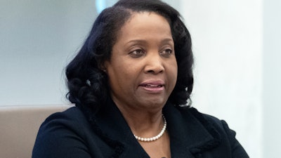 Federal Reserve Board of Governors member Lisa Cook listens during an open meeting of the board, June 25, 2025, Washington.